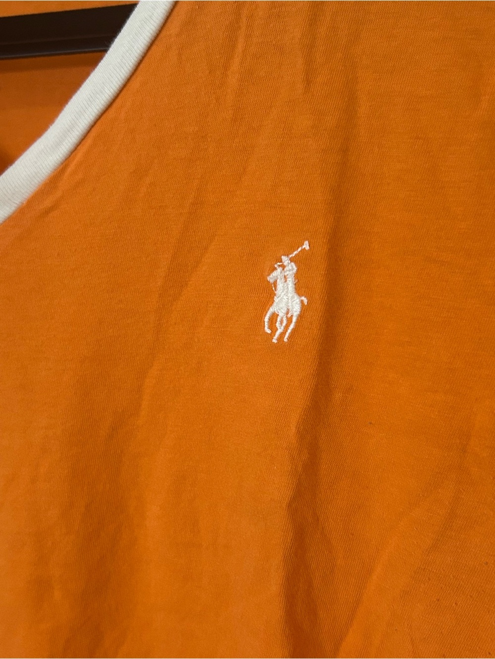 Ralph Lauren Sport Women’s Large Orange V Neck Short Sleeve Pony Logo T Shirt - Picture 3 of 7